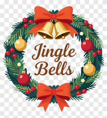 Jingle Bells Christmas Wreath PNG
