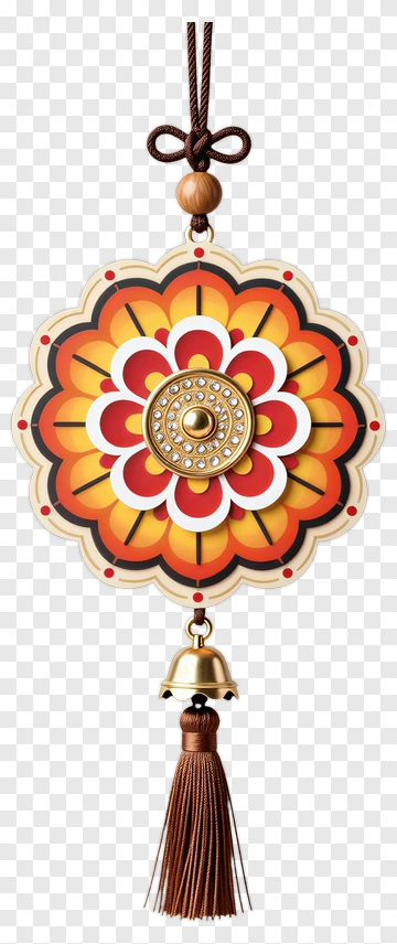Chinese Style Flower Ornament With Bell PNG