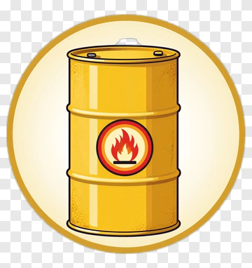 Yellow Oil Drum With Flame Symbol PNG