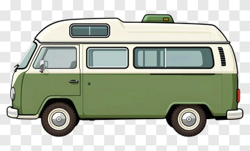 Classic Green And White Campervan PNG