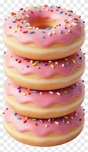 Stack Of Pink Iced Donuts PNG