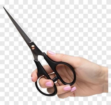 Hand Holding Scissors With Pink Nails PNG