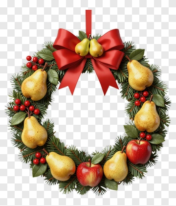 Festive Wreath With Pears And Apples PNG