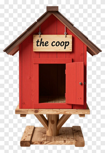 Red Wooden Chicken Coop With Sign PNG