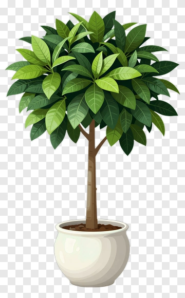 Potted Tree With Green Leaves PNG