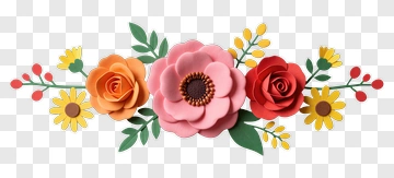Paper Flower Arrangement With Bright Colors PNG