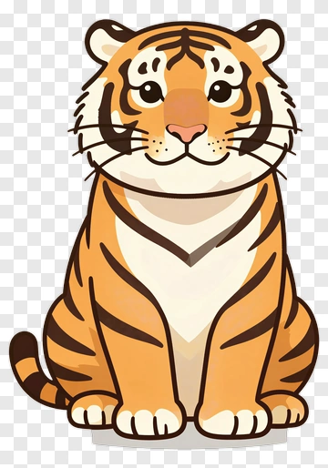 Cartoon Tiger Sitting PNG