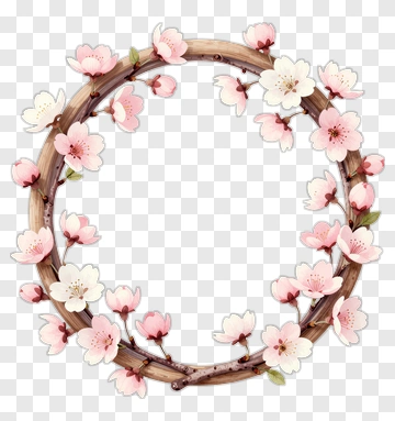 Cherry Blossom Flower Wreath PNG