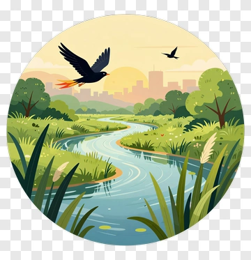 Bird Flying Over River PNG