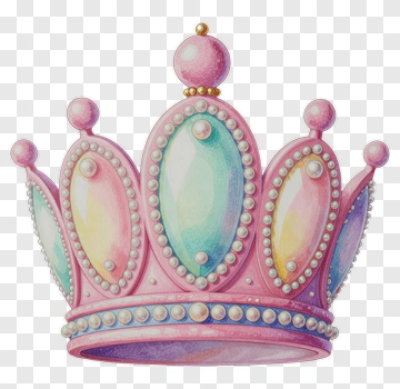 Pink Crown With Pearls And Gemstones PNG