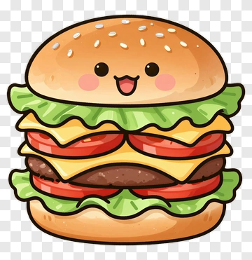Happy Cartoon Hamburger PNG