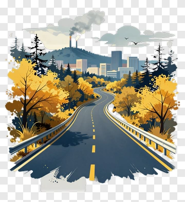 Autumn Road Through Forest PNG