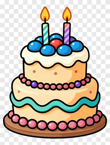 Birthday Cake With Candles And Berries PNG