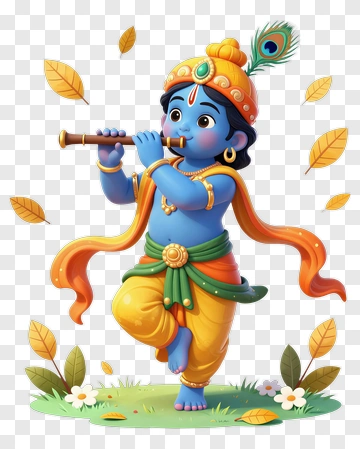 Blue Krishna Playing Flute PNG