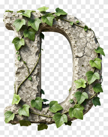 Stone Letter D With Ivy PNG