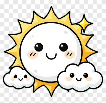 Cute Sun And Clouds PNG