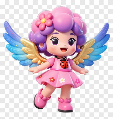 Pink Angel Cartoon Character PNG