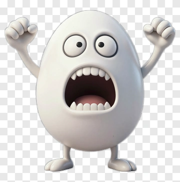 Furious Egg Monster Character PNG