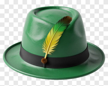 Green Hat With Feather Accent PNG