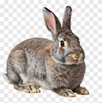 Gray Rabbit Sitting PNG