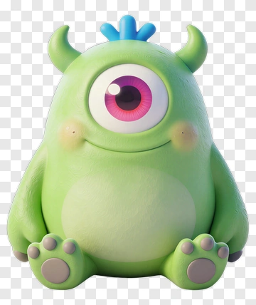 Cute Green Monster Toy PNG
