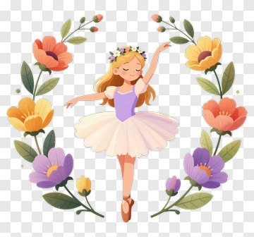 Ballerina In Flower Wreath PNG
