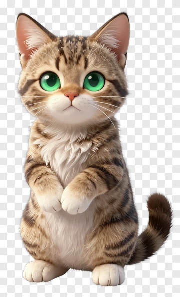 Adorable Tabby Kitten With Green Eyes PNG
