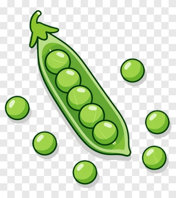 Cartoon Pea Pod With Peas PNG
