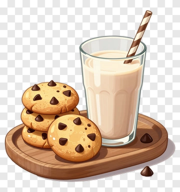 Chocolate Chip Cookies And Milk PNG