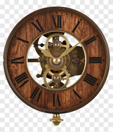 Antique Mechanical Clock With Visible Gears PNG