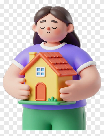 Woman Holding Toy House PNG