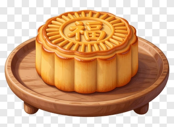 Golden Mooncake With Chinese Character PNG