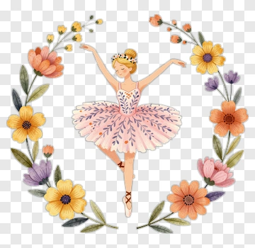 Ballerina In Floral Wreath PNG