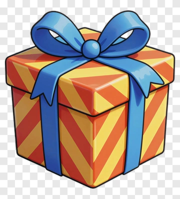 Colorful Gift Box With Blue Bow PNG