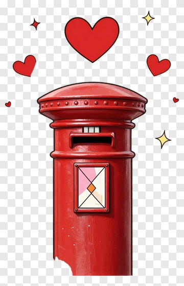 Red Postbox With Floating Hearts PNG