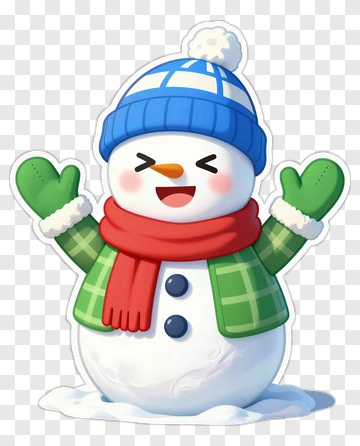 Happy Snowman Wearing Hat Scarf And Gloves PNG