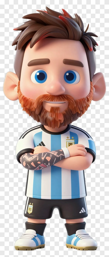 Chibi Lionel Messi In Argentine Football Kit PNG