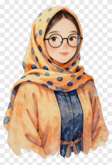 Girl With Headscarf And Glasses PNG