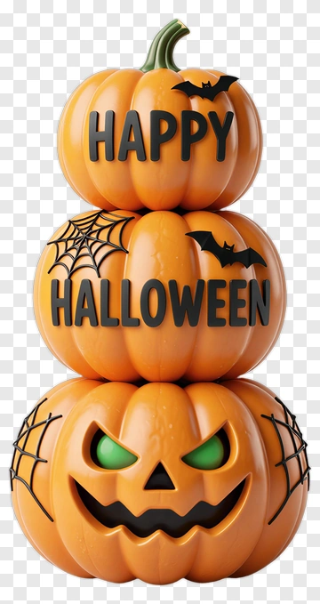 Stacked Halloween Pumpkins With Text PNG