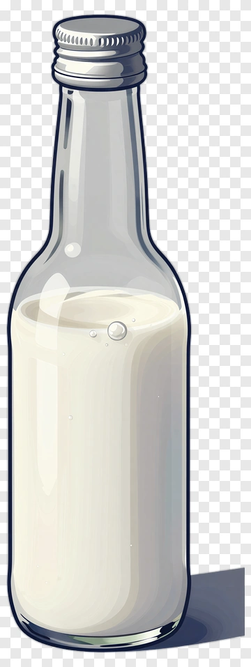 Milk Bottle With Metal Cap PNG