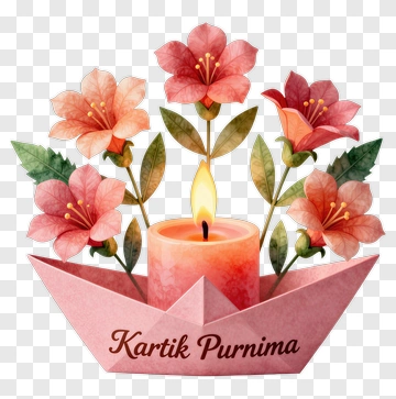 Candle In Paper Boat With Flowers PNG