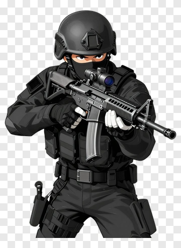 Tactical Soldier With Rifle PNG