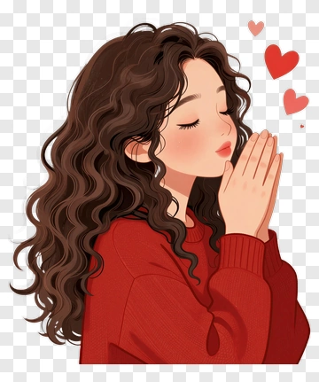 Woman With Curly Hair In Red Sweater PNG