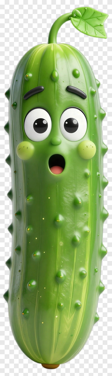 Surprised Cucumber Cartoon Character PNG