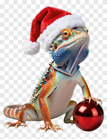 Bearded Dragon In Santa Hat PNG
