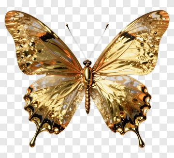 Golden Butterfly With Metallic Wings PNG