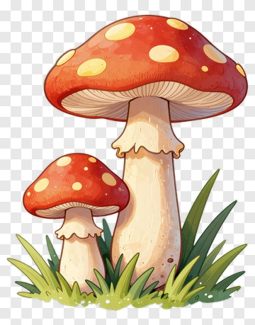 Red Fly Agaric Mushrooms In Grass PNG