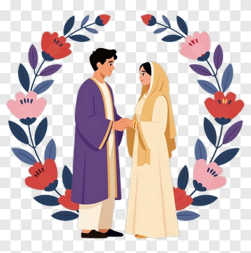 Couple Holding Hands In Wedding Attire PNG