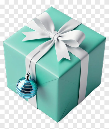 Cyan Gift Box With Ornament PNG