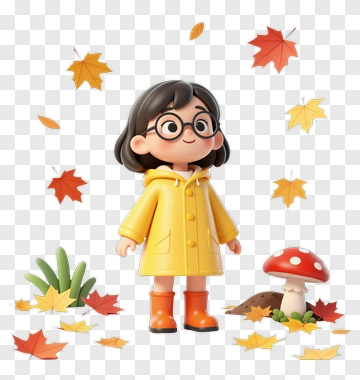 Girl In Yellow Raincoat PNG